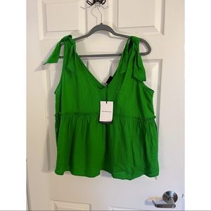 NWT Who What Hear Green Peplum Top